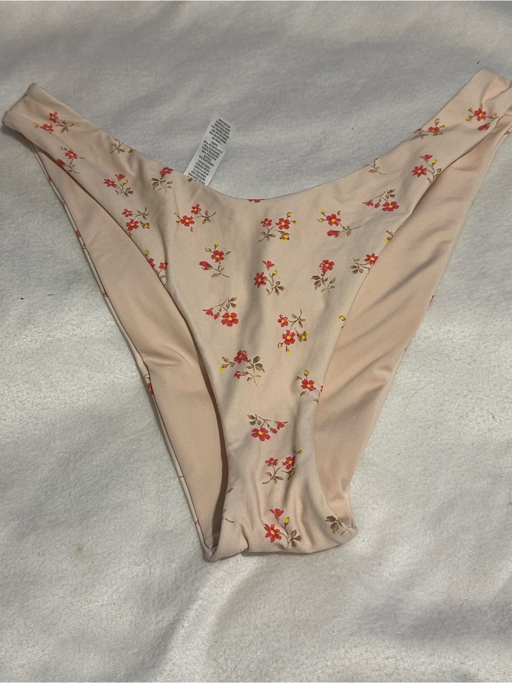 aerie Peach Floral Bikini Briefs with Red & Yellow Accents with Sanitary Liner